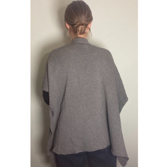 Women's Organic Cotton Grey Knit Poncho Sweater ~ Effortless Elegance - Picture 2 of 7